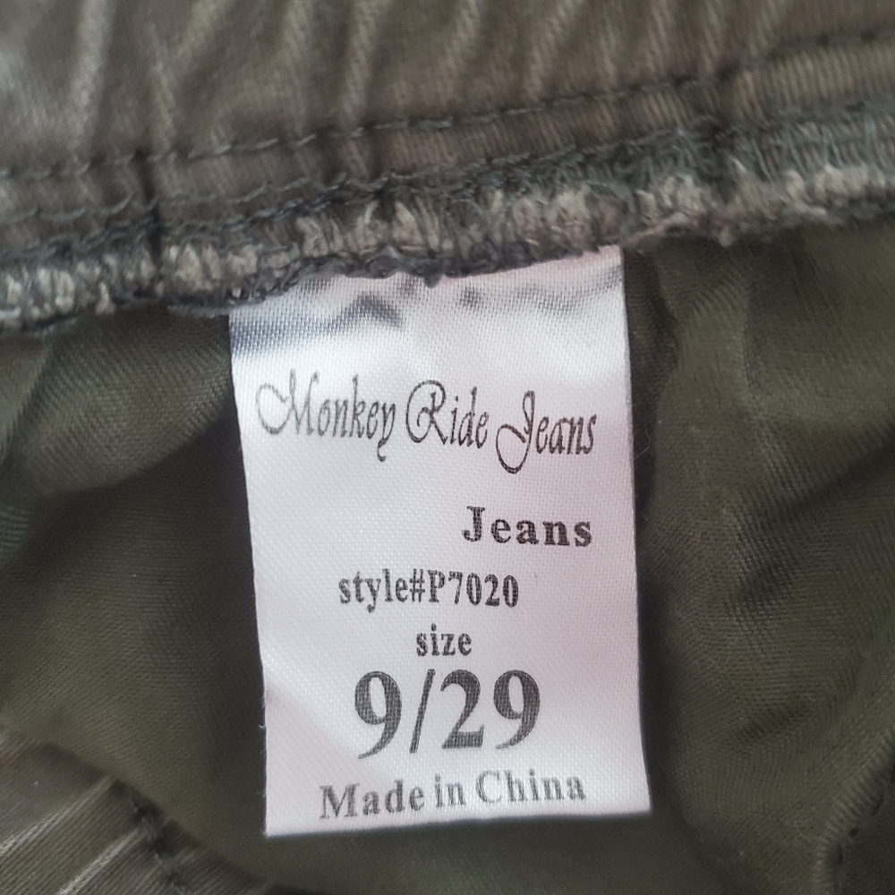 Monkey Ride Olive Green Cargo Pants Women's Size 29 Distressed - Picture 10 of 12